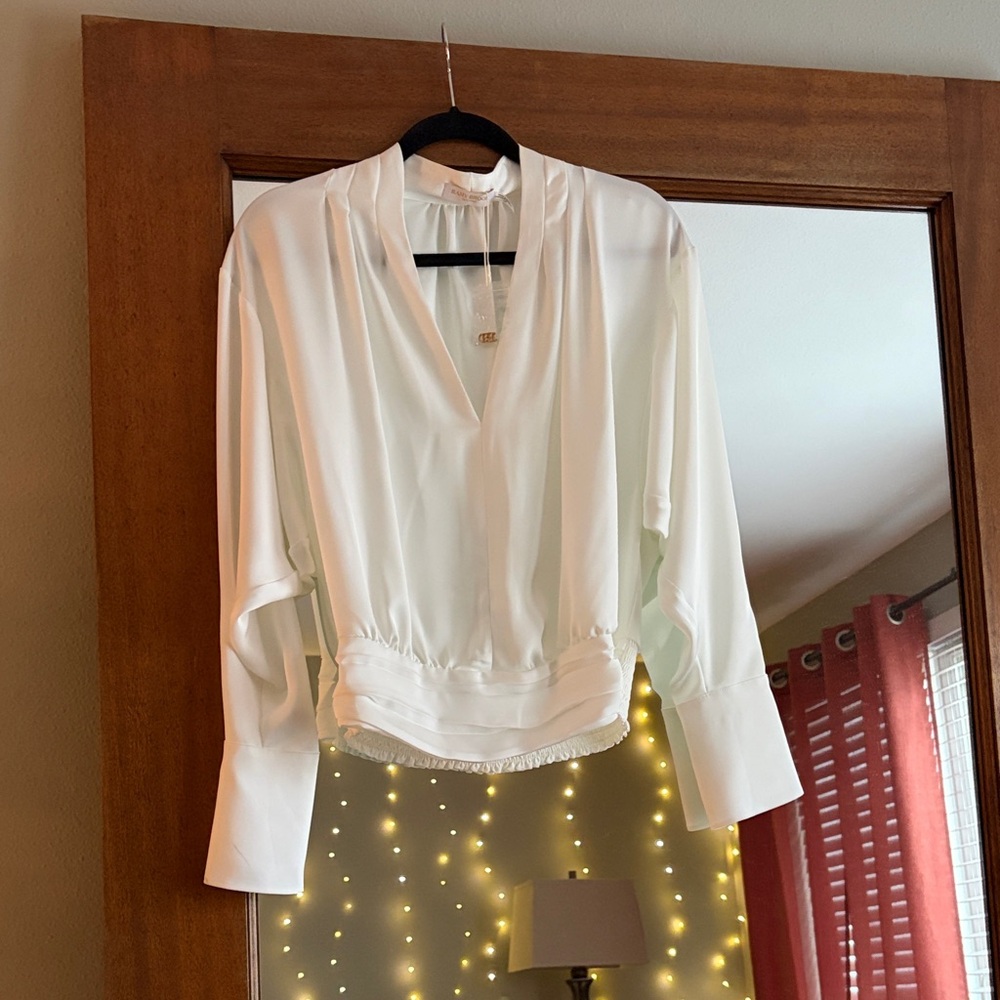 Ramy Brook Cream V-Neck Blouse